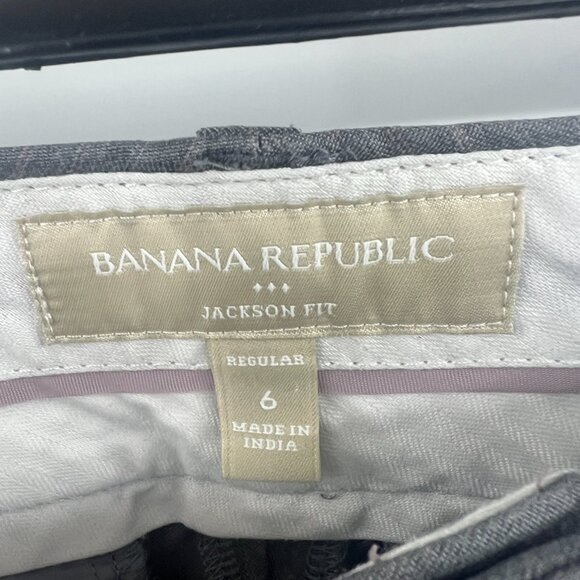 Banana Republic The Jackson Fit Gray Striped Cotton Blend Pants Women's 6 - Picture 4 of 8